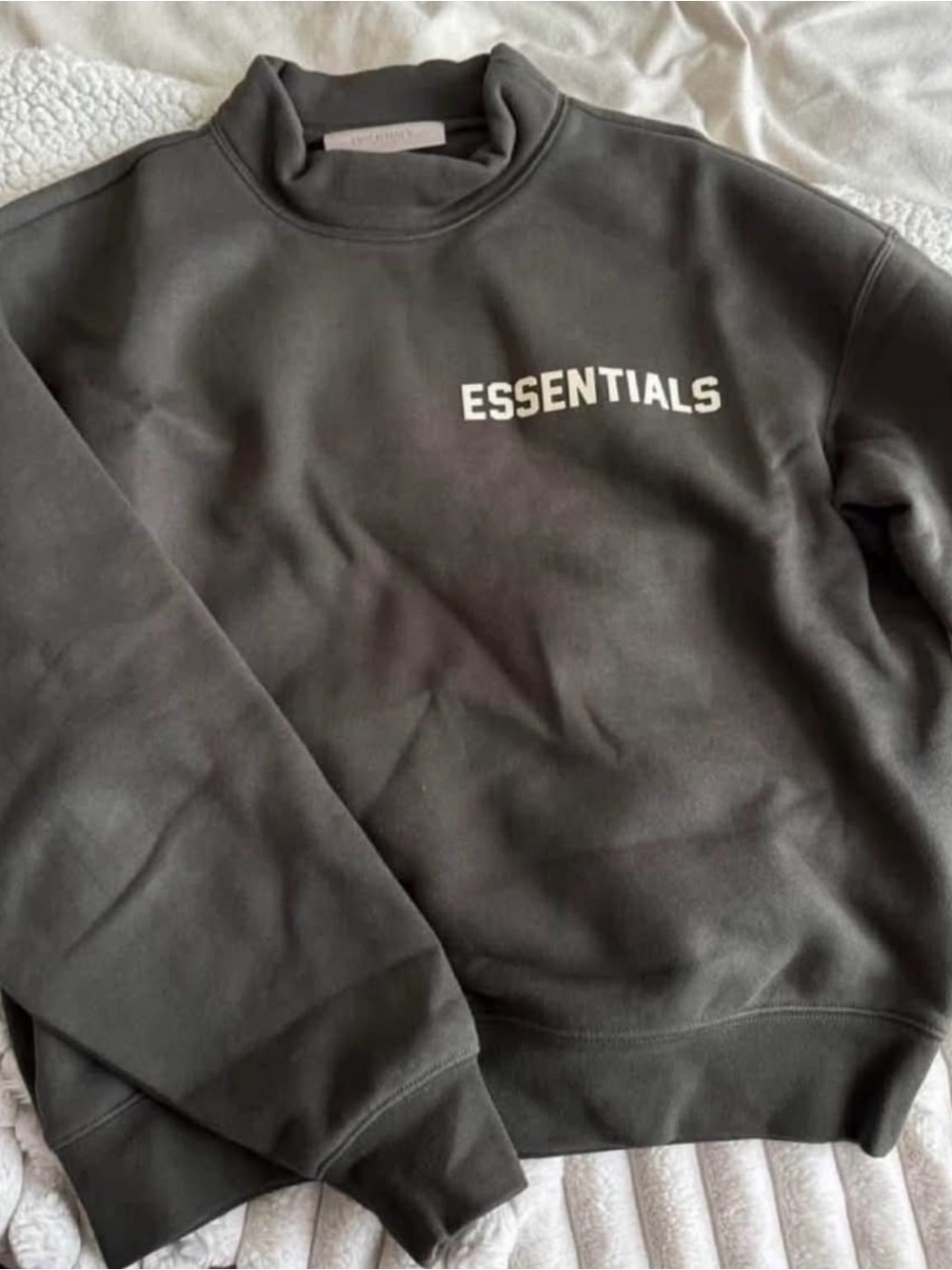 Fear of God ESSENTIALS Crewneck Sweatshirt in Black with White Logo